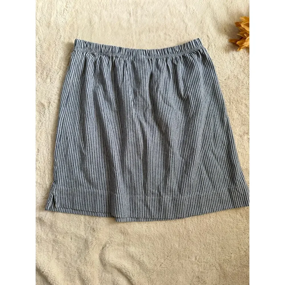 Prairie Cotton Gray and Blue Striped Skirt Size Medium